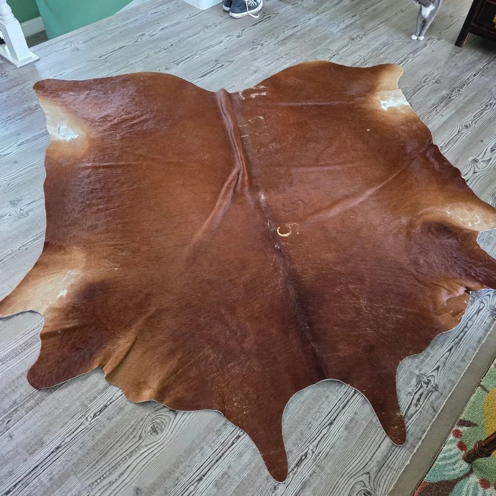 VTG IKEA Koldby Cowhide Rug Brown Large Natural Leather Hide Argentina 83x72